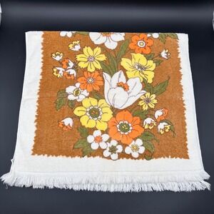 Vintage Golden Crown Floral Hand Towel Retro Cottagecore Bathroom Decor